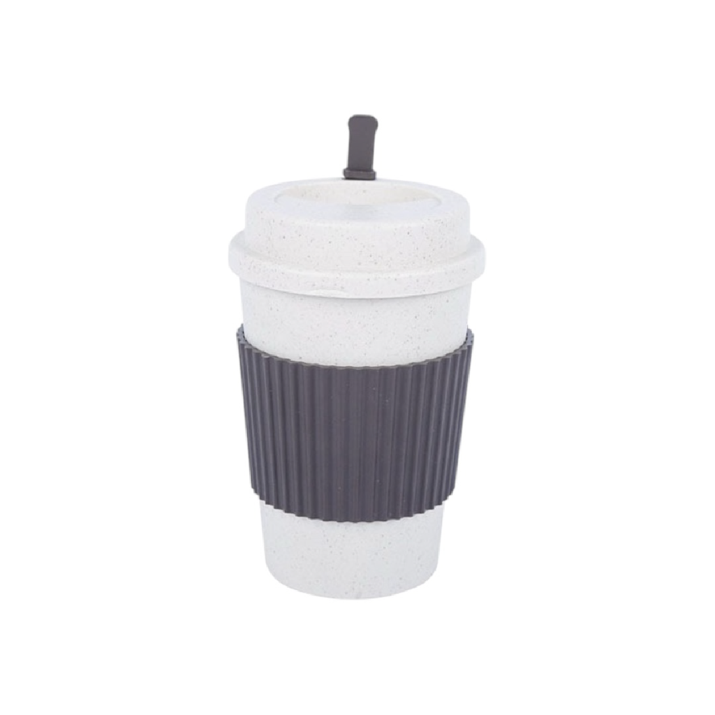 Cawan Kopi Wheat Starw Mudah Alih Dengan Penutup Minuman Mulut Boleh Alih Lengan Untuk Minuman Panas/Sejuk Dan Pengacau